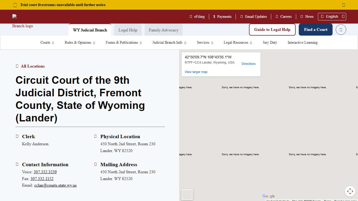 Circuit Court of the 9th Judicial District, Fremont County, State of Wyoming (Lander) - Wyoming Judicial Branch